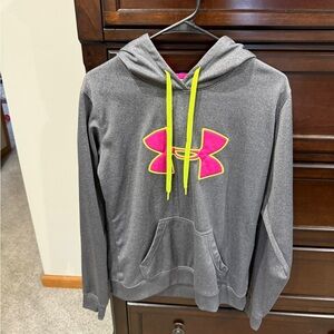 Under Armour Gray Hoodie with Pink and Yellow Accents